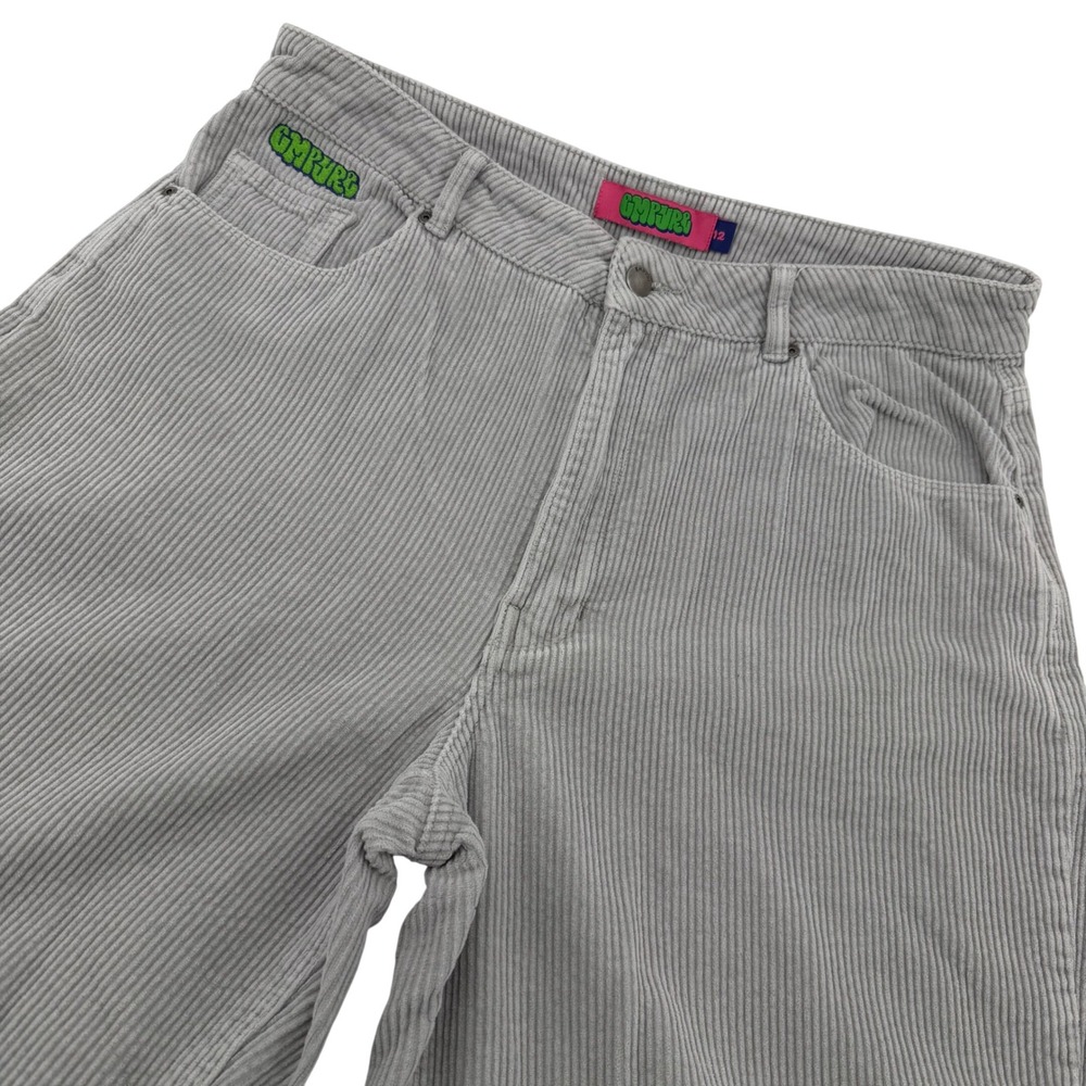 Empyre Tori Corduroy Pants Womens 12 Grey Straight Leg High Rise Skater Trousers